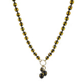 SPARKLING ELEGANCE Two - Toned Amber Faceted Round Beads Necklace 14K Gold Plated